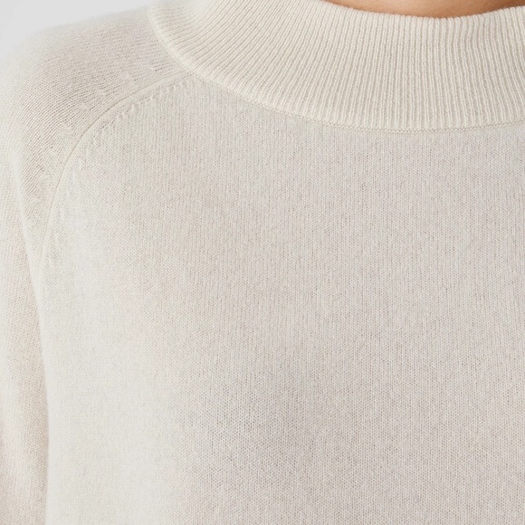 Eileen Fisher Cream Women's Cashmere Silk Turtleneck Sweater Size L - Picture 3 of 7